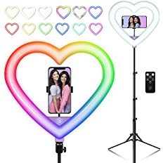 Photo 1 of 13" Heart Shaped Color LED Ring Light Cell Phone Holder