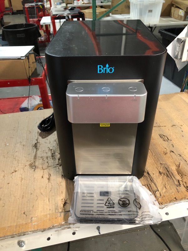 Photo 2 of * USED * 
Brio Self-Cleaning Countertop Bottleless Water Cooler Dispenser - with 2-Stage Water Filter and Installation Kit, Tri Temp Dispense, UV Cleaning - Black