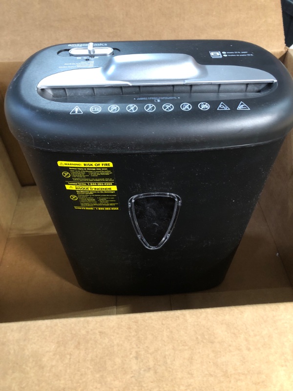 Photo 1 of * USED * 
Amazon Basics 8-Sheet Cross Cut Paper Shredder and Credit Card Shredder with 4.1 Gallon Bin 8 Sheet Shredder