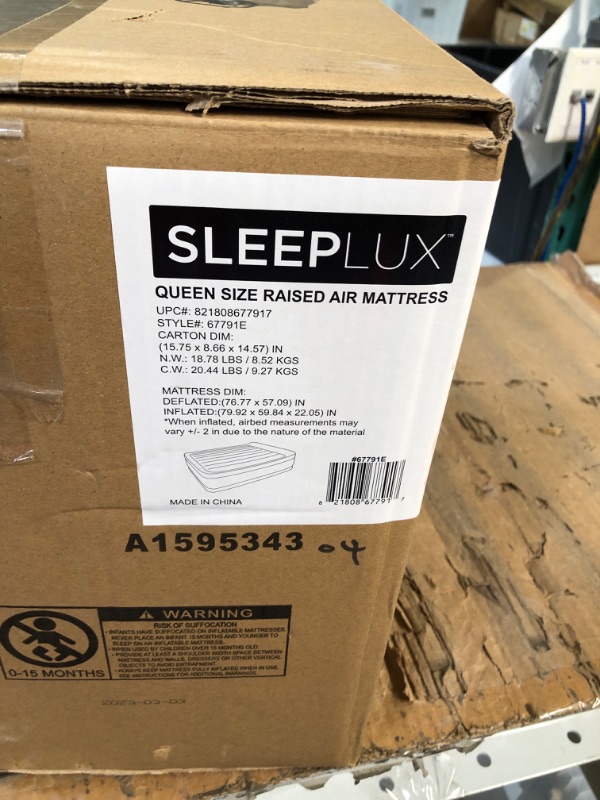 Photo 3 of * USED * 
SLEEPLUX Durable Inflatable Air Mattress with Built-in Pump, Pillow and USB Charger Queen 22"