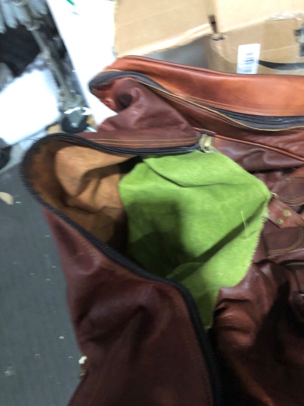 Photo 4 of ***DAMAGE/ SEE NOTES*** Leather 32 inch Luggage Duffel Weekender Bag 