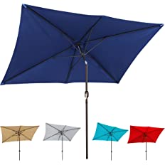 Photo 1 of 10' Rectangular Patio Umbrella Outdoor Market Table Umbrella  ( Blue)