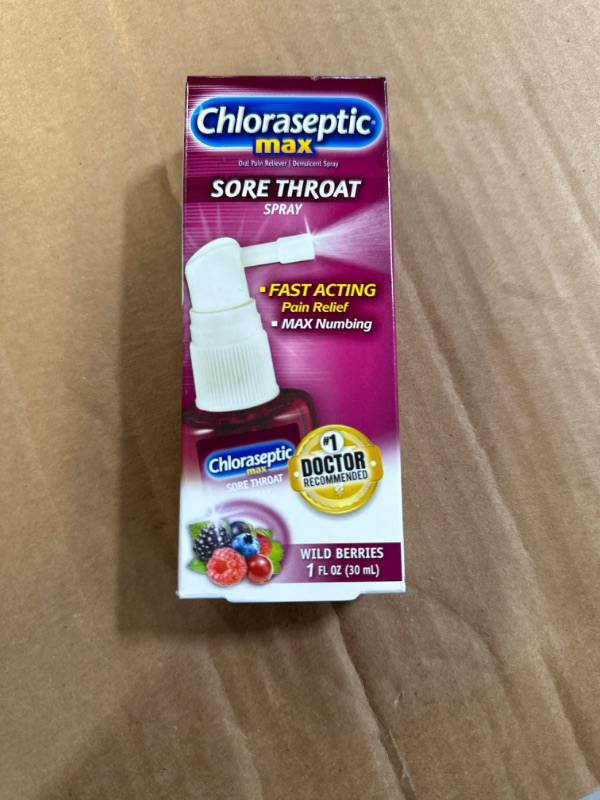 Photo 2 of Chloraseptic Max Strength Sore Throat Spray, Wild Berries Flavor, 1.0 fl oz