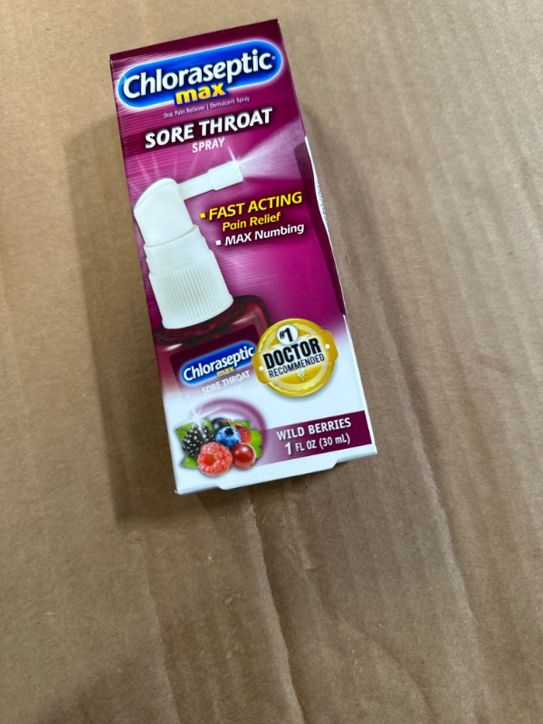 Photo 2 of Chloraseptic Max Strength Sore Throat Spray, Wild Berries Flavor, 1.0 fl oz