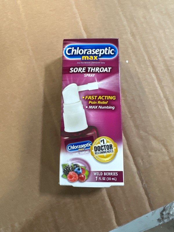 Photo 2 of Chloraseptic Max Strength Sore Throat Spray, Wild Berries Flavor, 1.0 fl oz