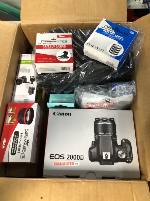 Photo 4 of Canon EOS 2000D (Rebel T7) DSLR Camera w/EF-S 18-55mm F/3.5-5.6 Zoom Lens + 128GB Memory + Case + Tripod + Filters (36pc Bundle)