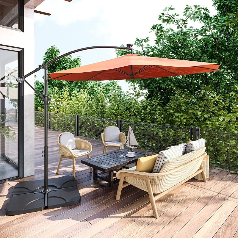 Photo 1 of *INCOMPLETE* *SEE NOTES* 10FT Cantilever Patio Umbrella with Cross Base, Offset Outdoor Umbrella with 8 Ribs, Tilt Crank, UV Protection Hanging Umbrella