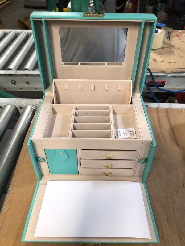 Photo 2 of Protagonist W Jewelry Box Organizer Faux-Leather with Mirror Tiffany Blue Four Sizes Gift for Women (Large ?)