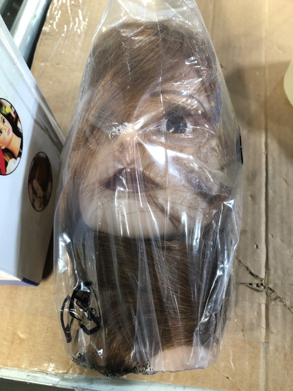 Photo 2 of 100% Human Hair Mannequin Head For Braiding Manikin Head Human Hair Auburn Brown 16 Inches (Not Included Mannequin Stand)