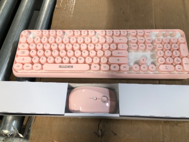 Photo 2 of SADES V2020 Pink Wireless Keyboard with Round Keycaps,2.4GHz Dropout-Free Connection,