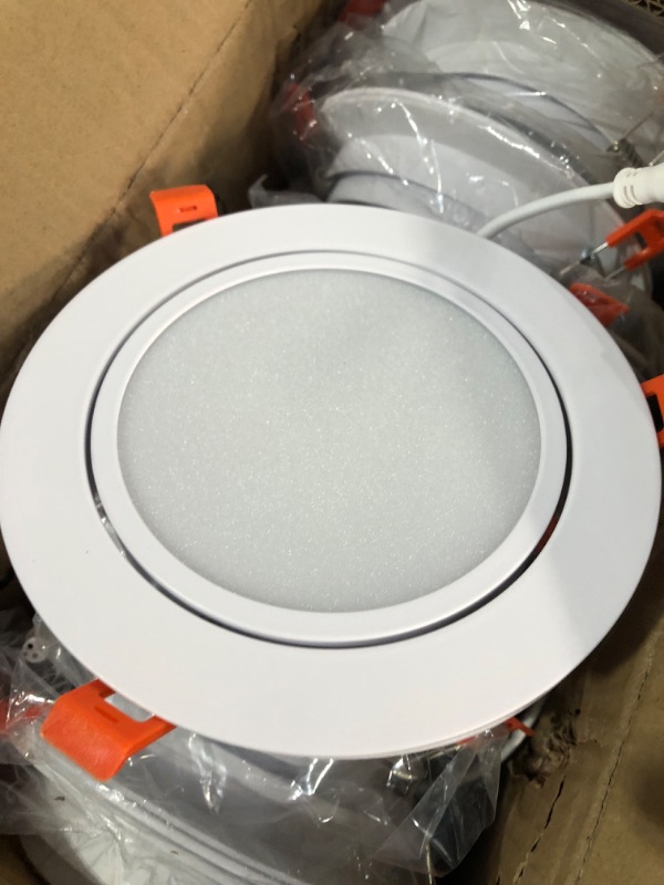 Photo 3 of PARMIDA (12 Pack) 6 Inch 5CCT Ultra-Thin LED Adjustable Gimbal Recessed Lighting