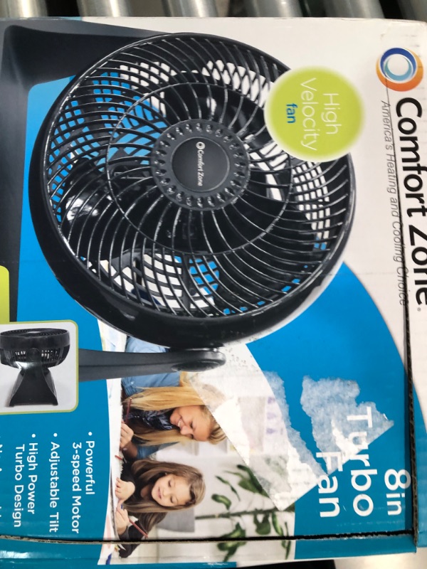 Photo 3 of Comfort Zone CZHV8T 8" Turbo Desk Fan-3 Speed 