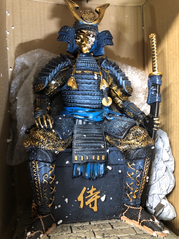 Photo 2 of MAUNDEN Medieval Ancient Samurai Undead Warrior Resin Statue (Blue Glod)