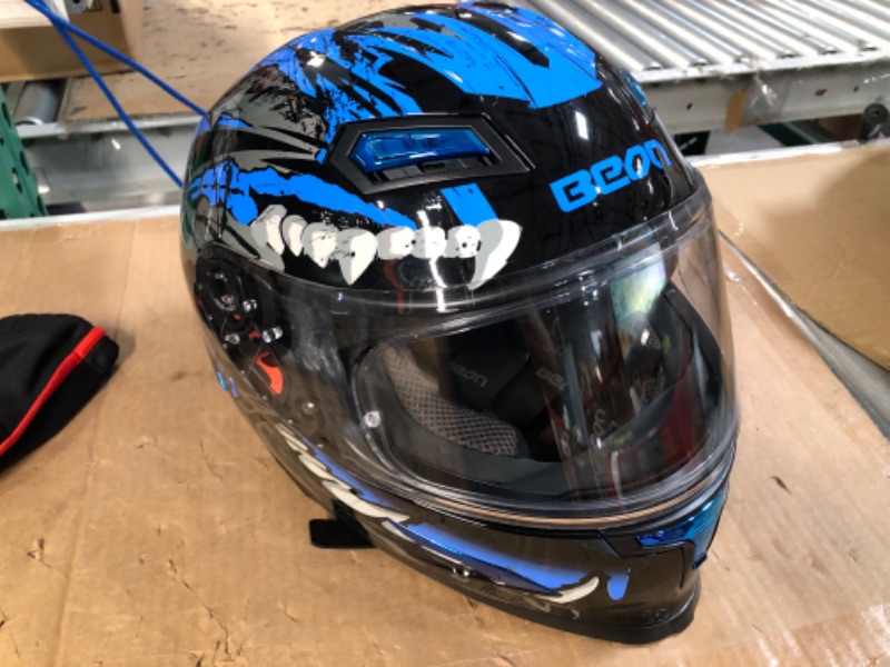 Photo 2 of BEON Full Face Motorcycle Helmet Large Glossy Blue