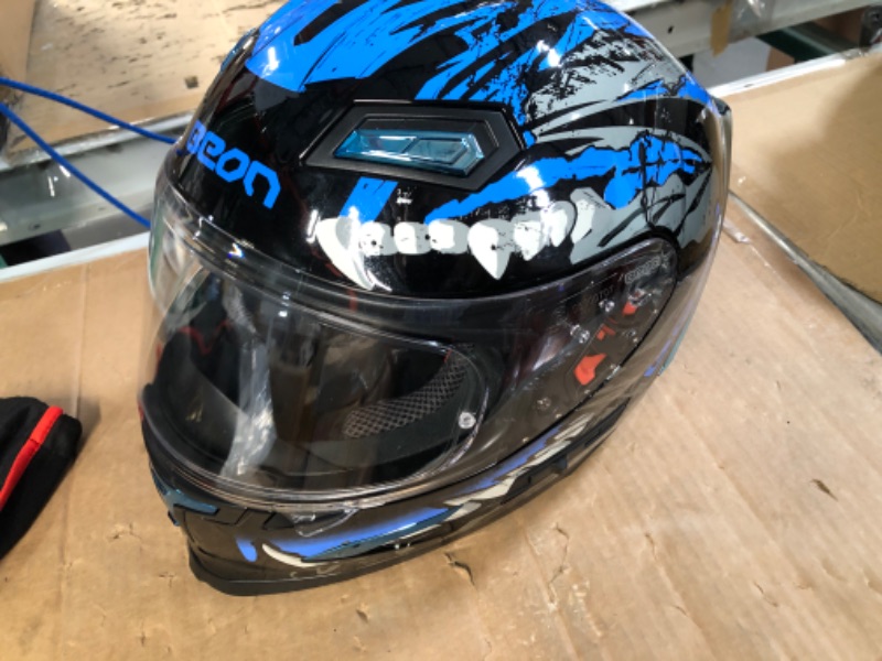 Photo 3 of BEON Full Face Motorcycle Helmet Large Glossy Blue