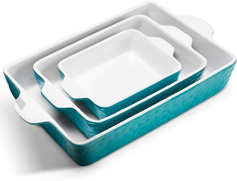 Photo 1 of **SEE NOTES**
IPOW 3 Pack Casserole Dish Bakeware Set, Large & Deep, Turquoise