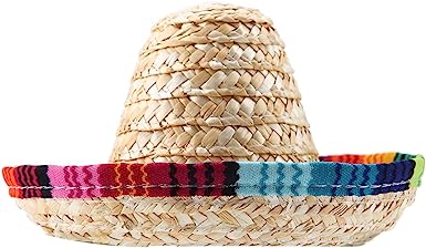 Photo 1 of  Mexican Hat Mini Sombrero Cinco de Mayo Poncho Party Straw Hats (2 PACK)