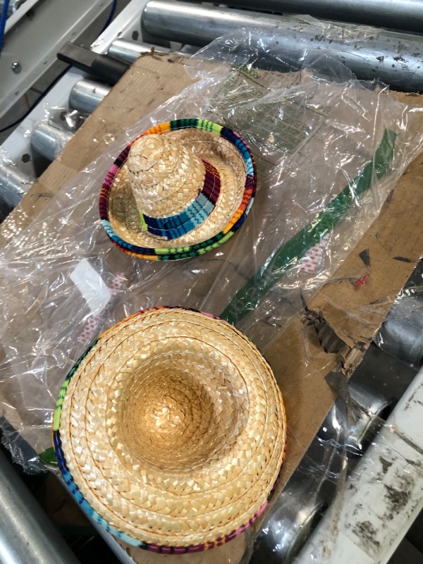 Photo 3 of  Mexican Hat Mini Sombrero Cinco de Mayo Poncho Party Straw Hats (2 PACK)