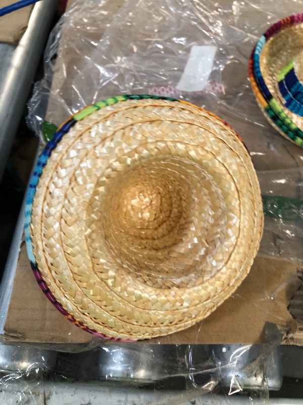 Photo 4 of  Mexican Hat Mini Sombrero Cinco de Mayo Poncho Party Straw Hats (2 PACK)