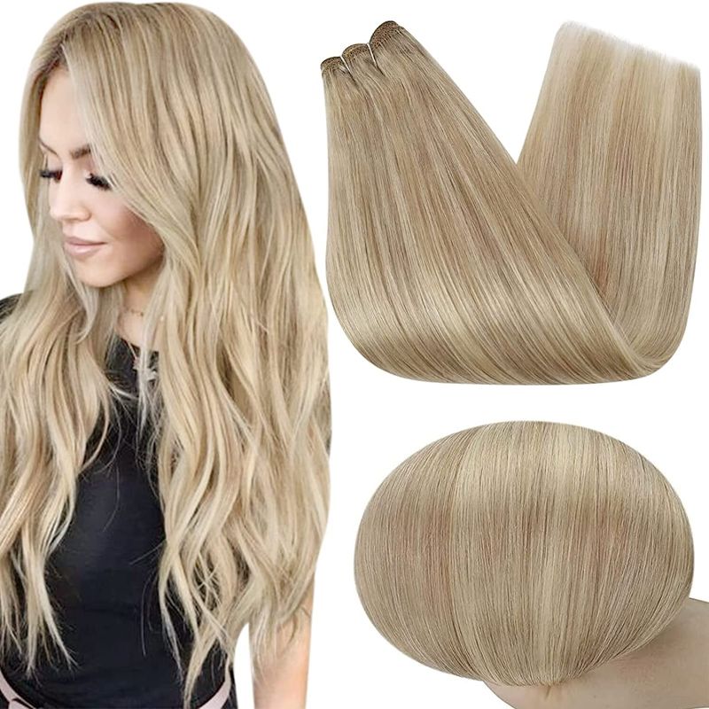 Photo 1 of 14 Inch Blonde Weft Hair Extensions Color 16 Golden Blonde 