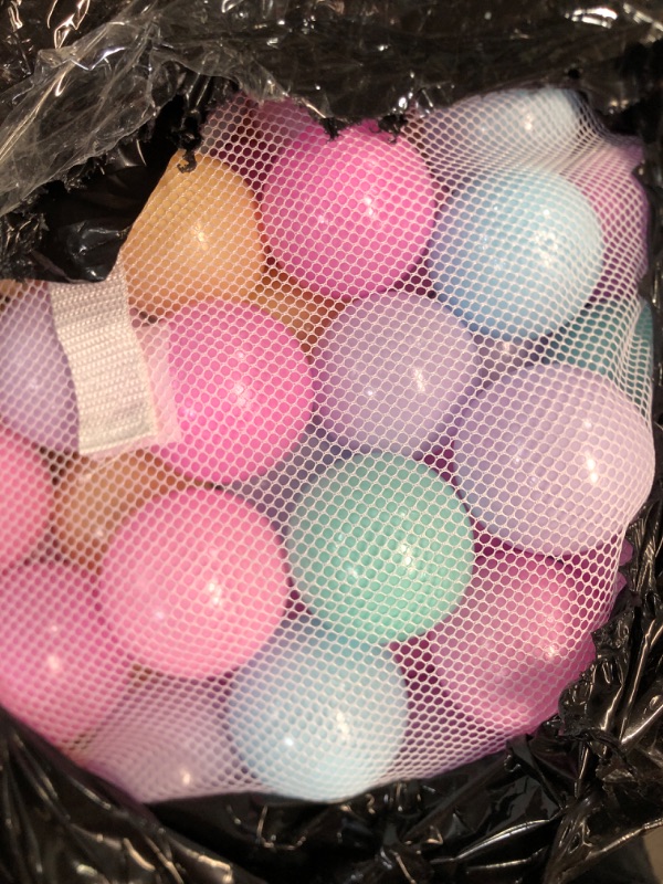 Photo 2 of Amazon Basics BPA Free Crush-Proof PASTEL Plastic Ball Pit Balls with Storage Bag, 200