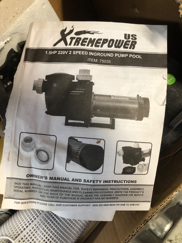 Photo 2 of *USED* XtremepowerUS 2HP In-Ground Swimming Pool Pump Variable Speed 2" Inlet 230V