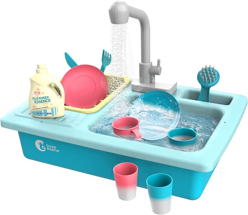 Photo 1 of CUTE STONE Kitchen Sink Toys Blue and Tea Party Playset, Great Gift for Boys Girls