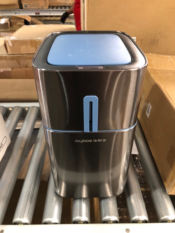 Photo 3 of (minor damage) MOPUP Bathroom Trash Cans with Lids | 4.5 Gallon Motion Sensor Stainless Steel  Blue-black L