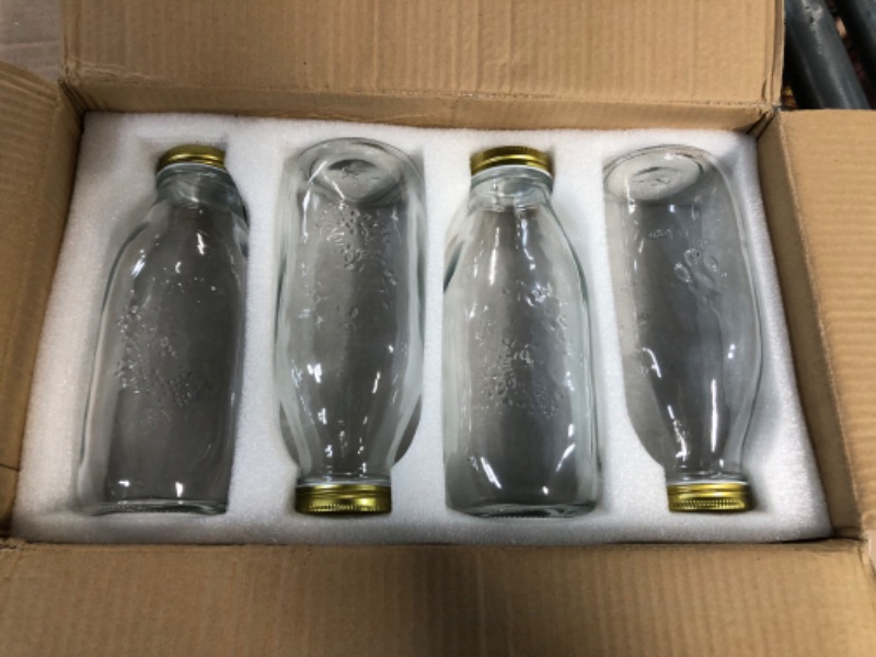 Photo 2 of ZOOFOX 4 Pack 32 oz Glass Milk Bottles