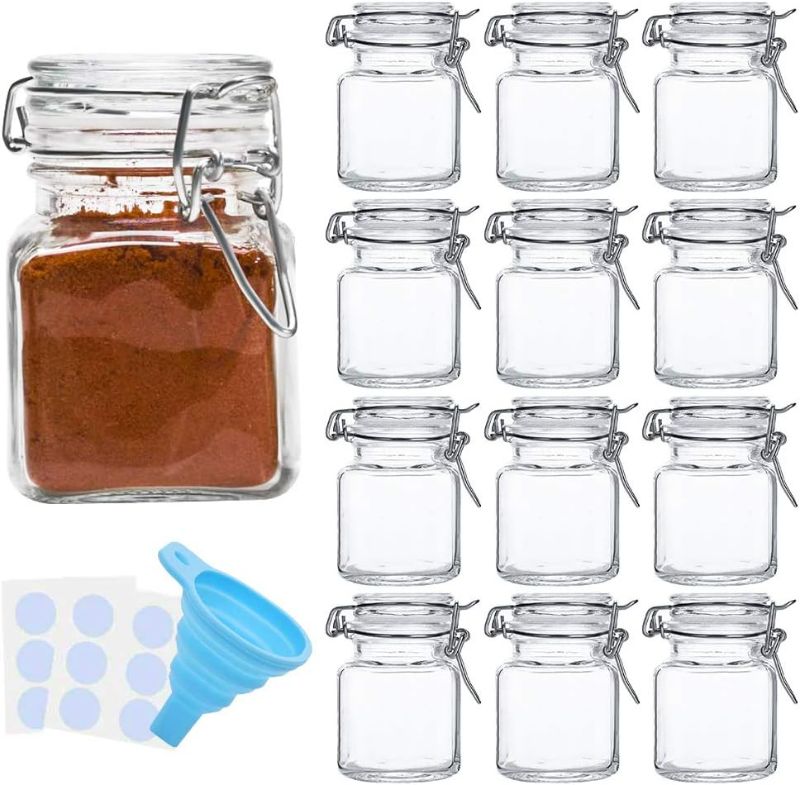 Photo 1 of **SEE NOTES**
Spice Jars, SPANLA 12 Pack 4oz Small Glass Jars with Airtight Hinged Lid, With 12 Spice Labels & Silicone Funnels, Airtight Glass Jars
