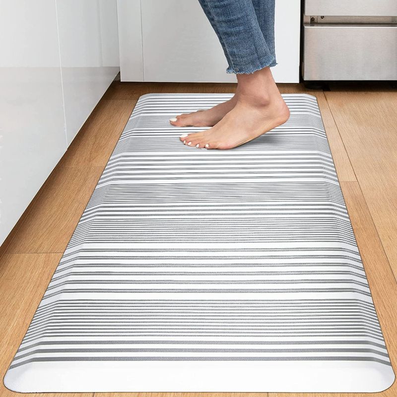 Photo 1 of *IN GOOD CONDITION* OKHUB Kitchen Mat,1/2 Inch Thick Cushioned Anti Fatigue Waterproof ,17.3"x60"- Grey Stripe