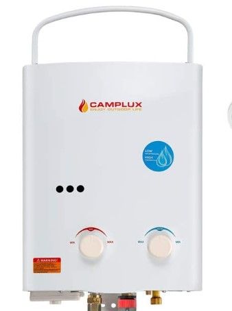 Photo 1 of **MISSING HOSES AND SPRAYERS**
Camplux Tankless Water Heater, 1.32 GPM White