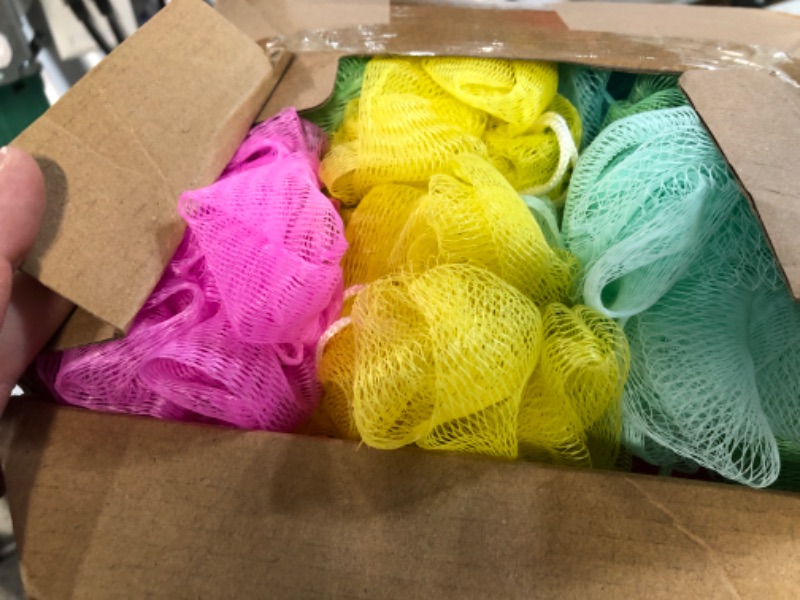 Photo 2 of 80 Pack Small Shower Sponge Loofahs Pouf Mixed Colors