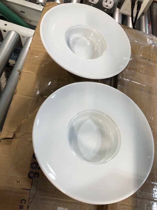 Photo 2 of [MISSING] CAC China RCN-310 Clinton 7 oz Porcelain Round Wide Rim Pasta Bowl, 10" Diameter by 2", Super White (Box of 12)