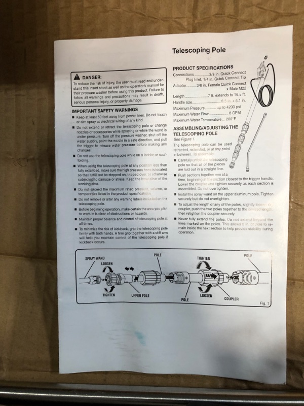 Photo 4 of [USED] Pressure Washer Extension Wand 18ft with Gutter Cleaner Attachment Harness Commercial Telescoping Power Washer Wand Lance Wand+Gutter