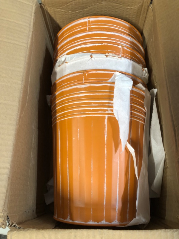 Photo 2 of [USED] vensovo 6 Inch Orange Metal Rustic Flower Pots - 6Pcs 