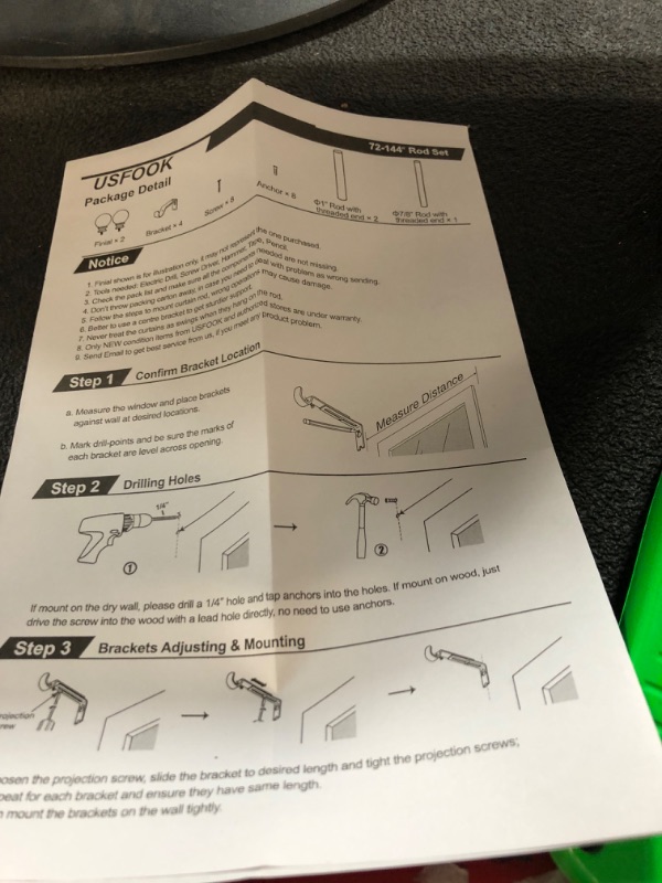 Photo 2 of **SEE NOTES**
USFOOK 1 Inch Curtain Rods for Windows, 72 to 144 Inches 