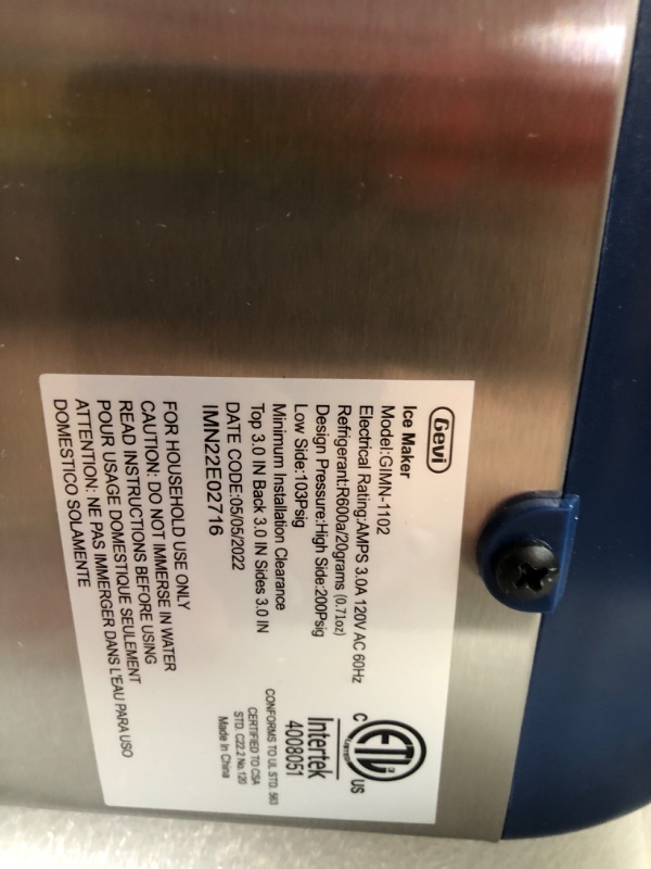 Photo 3 of [USED] Gevi Household Nugget Ice Maker with Thick Insulation (GIMN-1102 Blue) Nugget Ice Blue