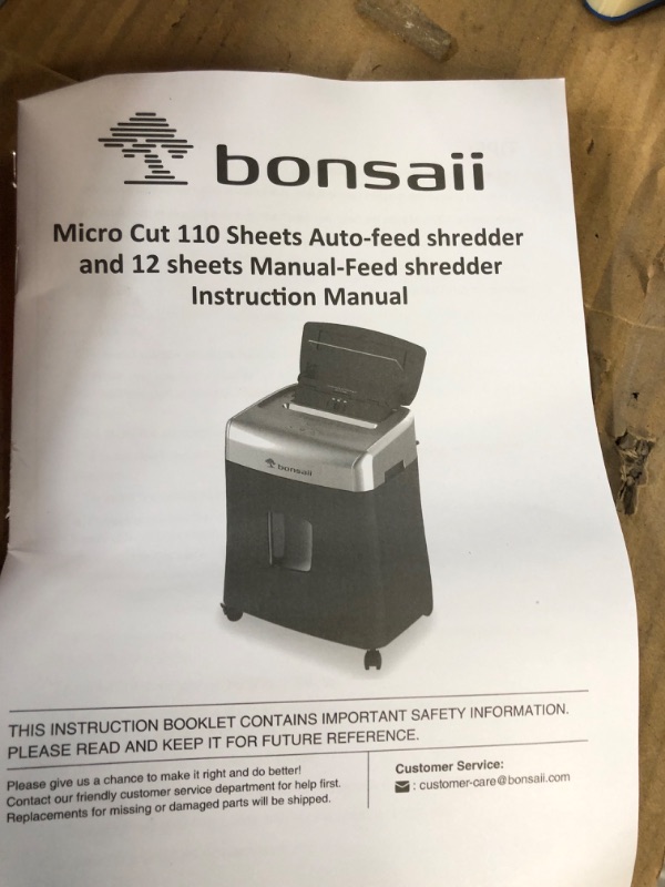 Photo 4 of PARTS ONLY/ SEE NOTES*****
Bonsaii C233-B 110-Sheet Autofeed Shredder and 24-Pack Lubricant Sheets- Black