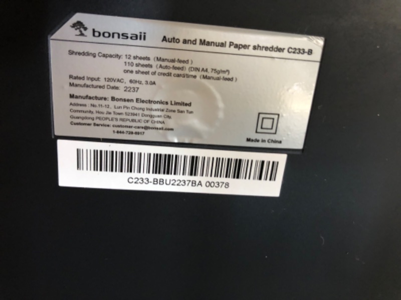 Photo 4 of **SEE NOTES**
Bonsaii C233-B 110-Sheet Autofeed Shredder and 24-Pack Lubricant Sheets