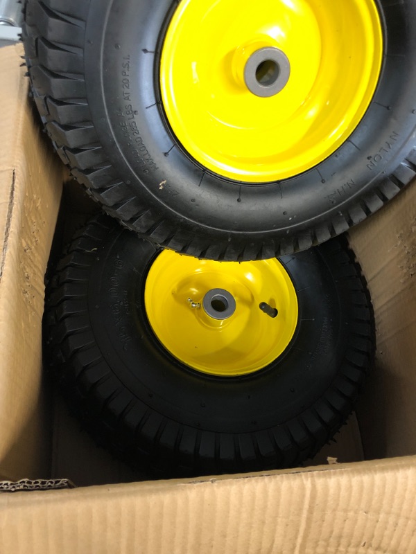 Photo 3 of 15x6.00-6" Front Tire Assembly Replacement for 100 and 300 Series John Deere Riding Mowers - 2 pack