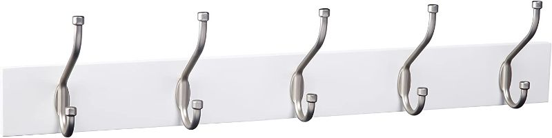 Photo 1 of *STOCK PHOTO REFERENCE ONLY* Wall-Mounted Farmhouse Coat Rack, 5 Standard Hooks, White