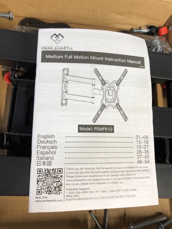 Photo 3 of PERLESMITH UL Listed Full Motion TV Wall Mount for Most 26-60 inch Flat Curved OLED 4K TVs