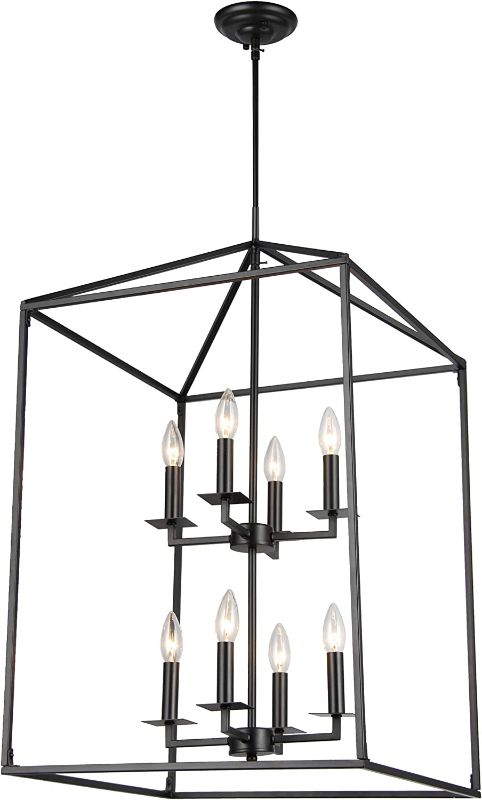 Photo 1 of Cage Pendant Light Eight Lights Hall Candle-Style (H30" x W19") (Black)