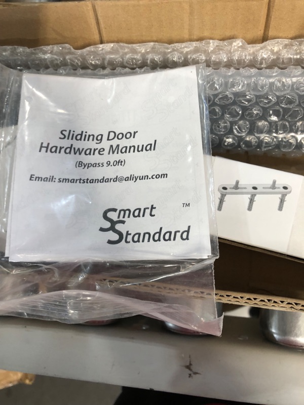 Photo 2 of SMARTSTANDARD 9 Feet Bypass Sliding Barn Door Hardware Kit 