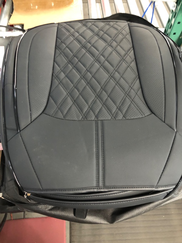 Photo 4 of CAPITAUTO Leather Car Seat Covers, Black Grid Full