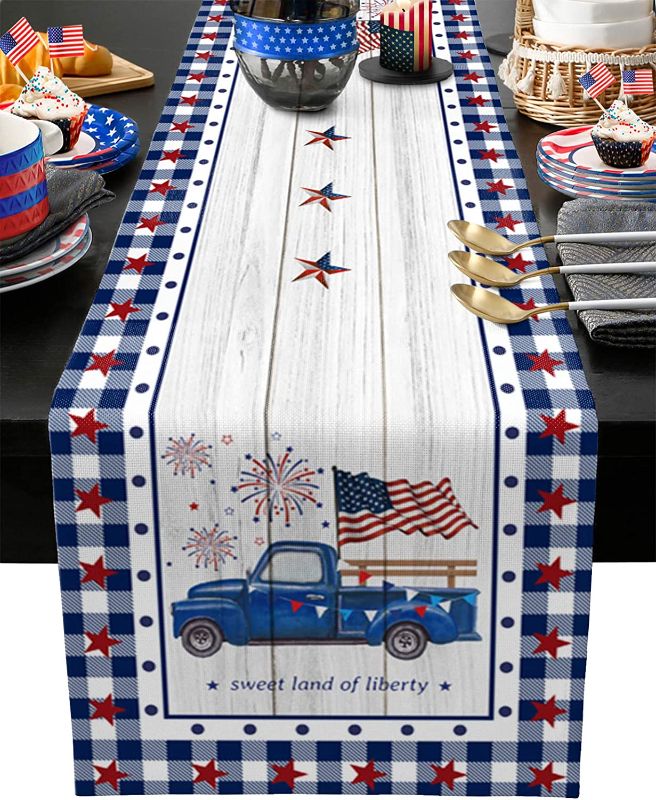 Photo 1 of [Brand New] Patriotic Table Runner 70 Inches 4th of July Runner for Tables Truck American Flag
