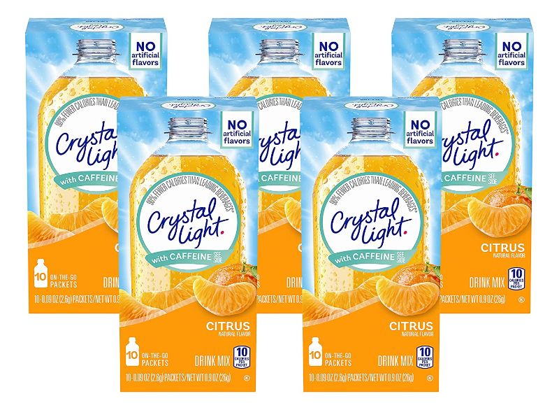 Photo 1 of [Brand New]Crystal Light On The Go Citrus With Caffeine Drink Mix 10 packets (1 pc)