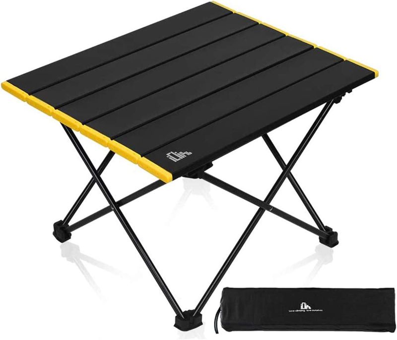 Photo 1 of [Brand New, See Notes] iClimb Ultralight Compact Camping Alu. Folding Table with Carry Bag, Two Size [Wood] 
