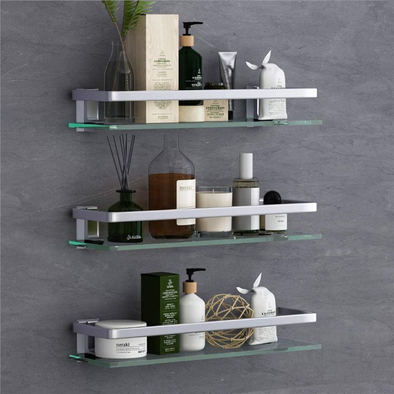 Photo 1 of [Brand New] VOLPONE Bathroom Wall Shelf 15.7in Bathroom Glass Shelves Floating - 3 Tier (Sliver)
